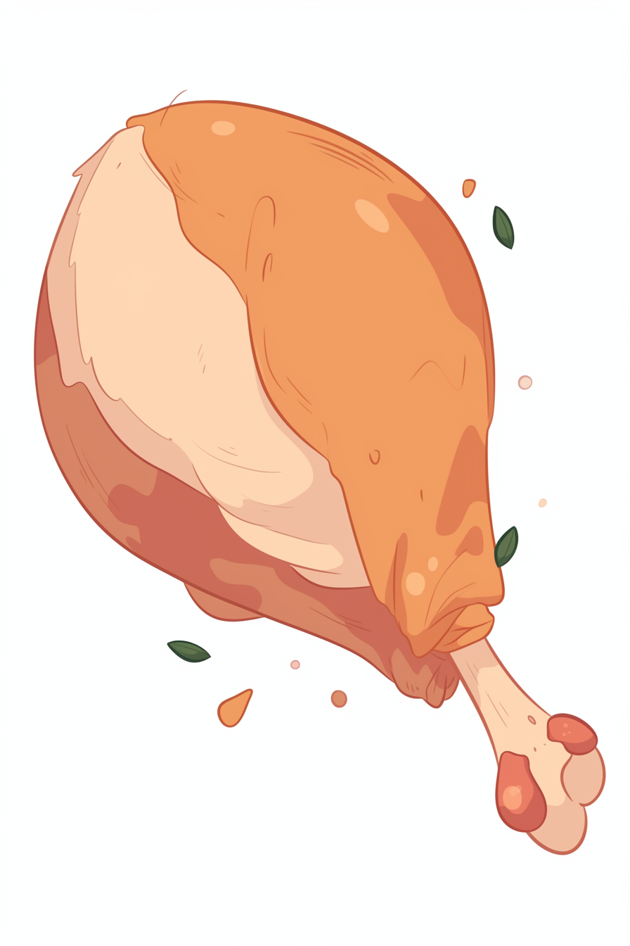 thanksgiving food drawing ideas featuring a juicy roasted turkey leg with a rich golden-brown hue, deliciously illustrated.